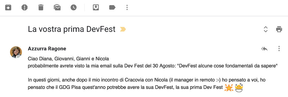 The email that made DevFest Pisa possible